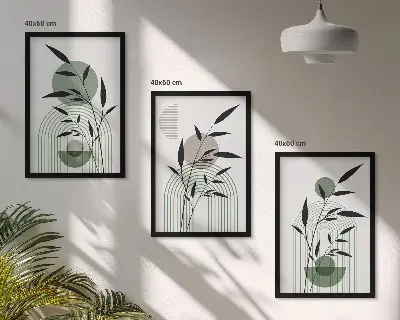 Večdelna slika v okvirju z motivom boho rastlinskih kompozicij
