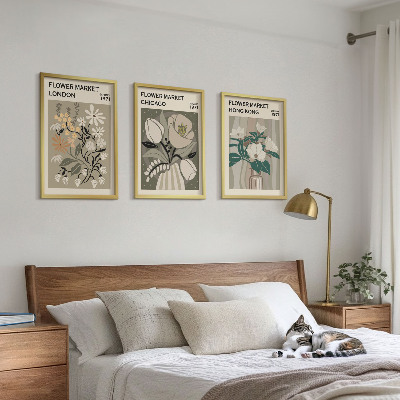 Set 3 slik v okvirju Cvetlični sejmi London Chicago Hong Kong
