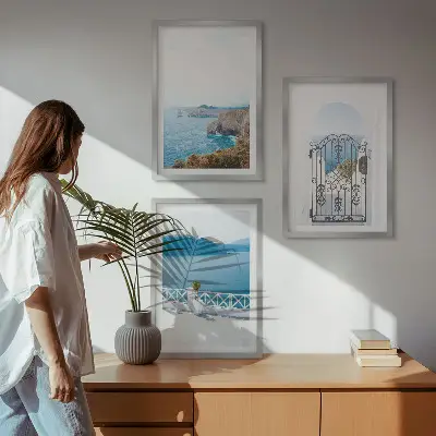 Morska arhitektura Grčije triptih v okvirju