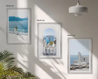 Stavbe Belega morja v Grčiji komplet 3 slik v okvirju