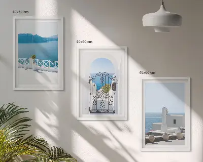 Stavbe Belega morja v Grčiji komplet 3 slik v okvirju