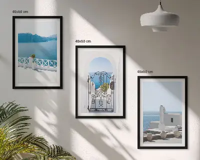 Stavbe Belega morja v Grčiji komplet 3 slik v okvirju