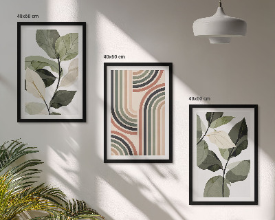 Set 3 slik v okvirju Geometrijski rastlinski motivi
