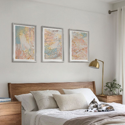 Set 3 slik v okvirju Abstraktni pastelni vzorci