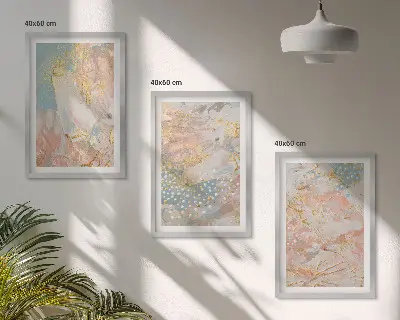 Abstraktni pastelni vzorci komplet 3 slik v okvirju