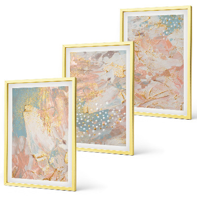 Set 3 slik v okvirju Abstraktni pastelni vzorci
