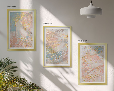 Set 3 slik v okvirju Abstraktni pastelni vzorci
