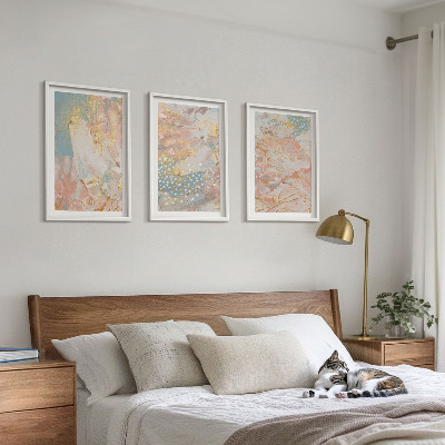 Set 3 slik v okvirju Abstraktni pastelni vzorci