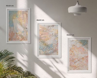 Set 3 slik v okvirju Abstraktni pastelni vzorci