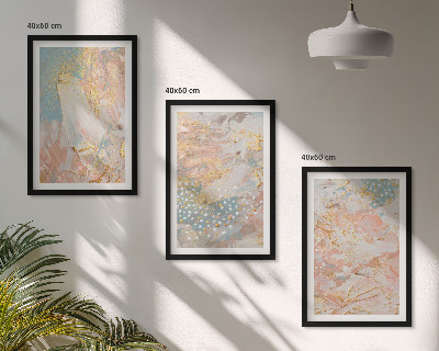 Set 3 slik v okvirju Abstraktni pastelni vzorci