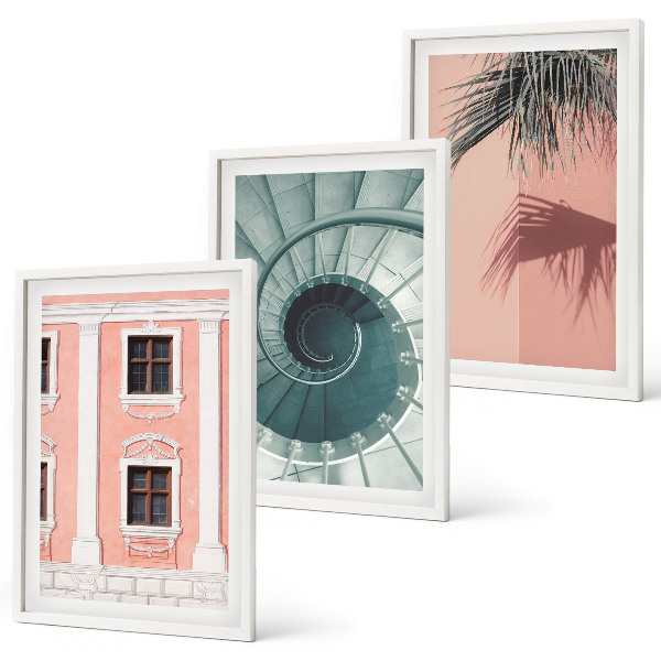 Set 3 slik v okvirju Pastelna spiralna arhitektura