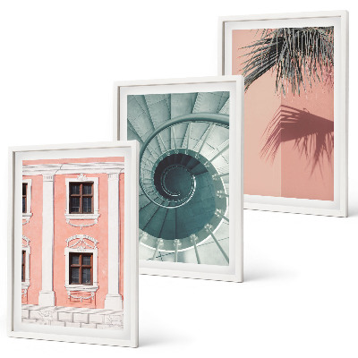 Set 3 slik v okvirju Pastelna spiralna arhitektura
