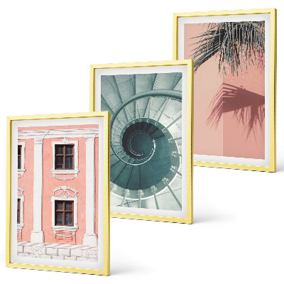 Set 3 slik v okvirju Pastelna spiralna arhitektura