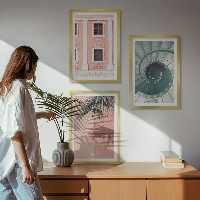 Set 3 slik v okvirju Pastelna spiralna arhitektura