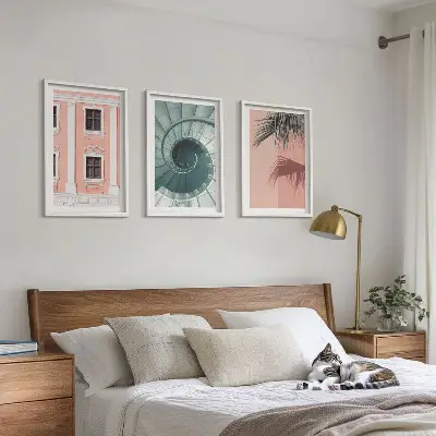 Pastelna spiralna arhitektura komplet 3 slik v okvirju