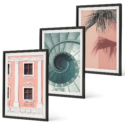 Set 3 slik v okvirju Pastelna spiralna arhitektura