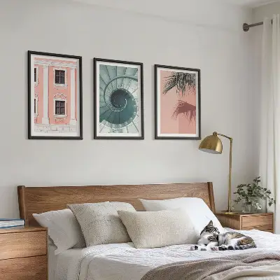Pastelna spiralna arhitektura komplet 3 slik v okvirju