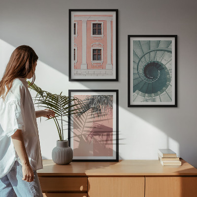 Set 3 slik v okvirju Pastelna spiralna arhitektura
