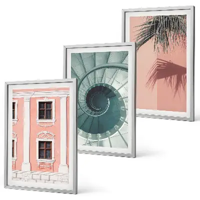 Pastelna spiralna arhitektura komplet 3 slik v okvirju