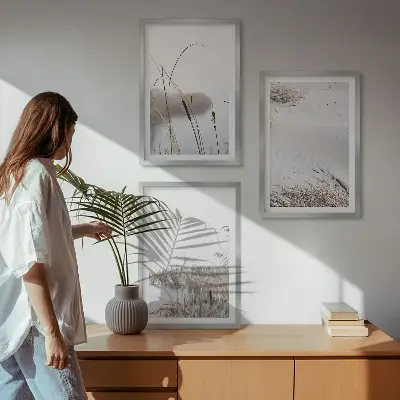 Vodna vegetacija poleti komplet 3 slik v okvirju