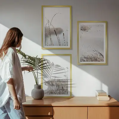 Vodna vegetacija poleti komplet 3 slik v okvirju