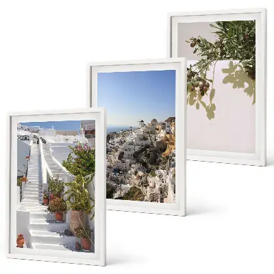 Bele stopnice, pogled na Santorini triptih v okvirju
