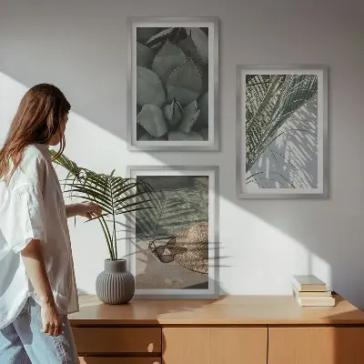 Tropske rastline za počitnice triptih v okvirju