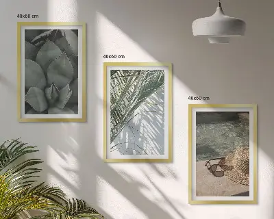Tropske rastline za počitnice triptih v okvirju