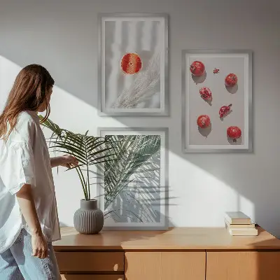 Praznično palmovo sadje komplet 3 slik v okvirju