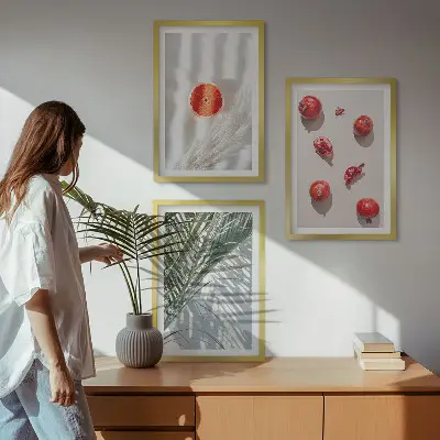 Praznično palmovo sadje komplet 3 slik v okvirju