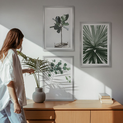 Set 3 slik v okvirju Minimalizem zelenih rastlin