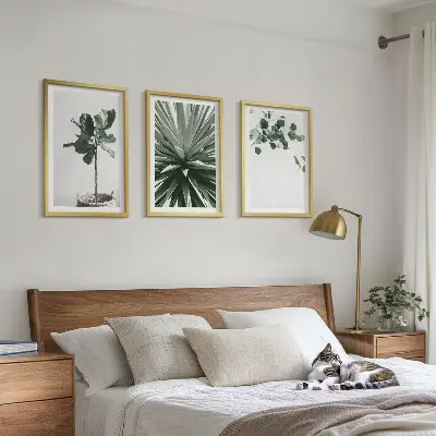 Komplet 3 slik v okvirju minimalizem z zelenimi rastlinami