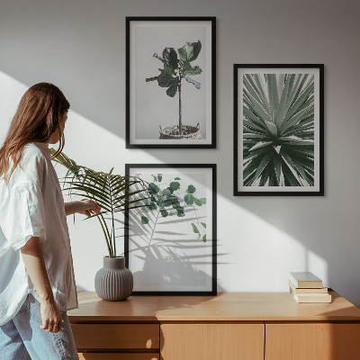 Set 3 slik v okvirju Minimalizem zelenih rastlin