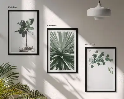 Komplet 3 slik v okvirju minimalizem z zelenimi rastlinami