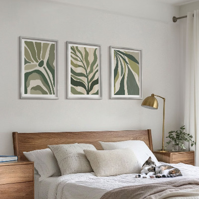 Set 3 slik v okvirju Ilustracije poslikanih zelenih listov