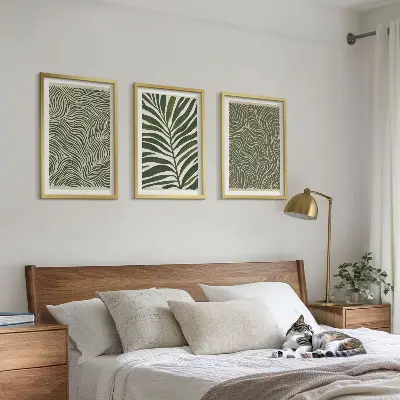 Valovite oblike listov komplet 3 slik v okvirju
