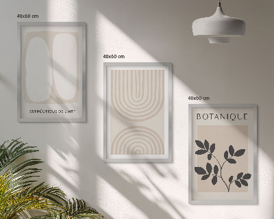 Set 3 slik v okvirju Boho plakati z nežnimi rastlinami