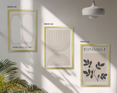 Set 3 slik v okvirju Boho plakati z nežnimi rastlinami