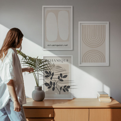 Set 3 slik v okvirju Boho plakati z nežnimi rastlinami