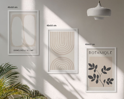 Set 3 slik v okvirju Boho plakati z nežnimi rastlinami