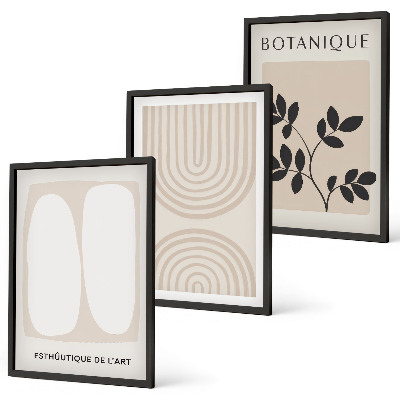 Set 3 slik v okvirju Boho plakati z nežnimi rastlinami