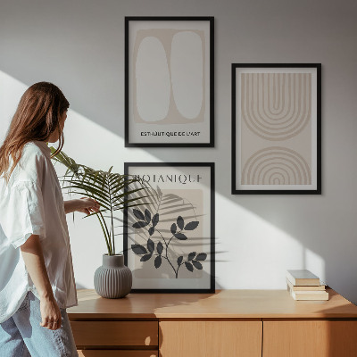 Set 3 slik v okvirju Boho plakati z nežnimi rastlinami