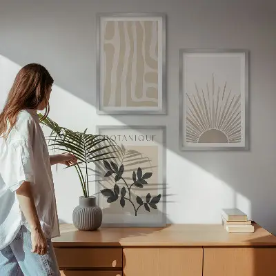 Abstraktni rastlinski vzorci komplet 3 slik v okvirju