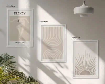 Pastelni boemski abstraktni plakati triptih v okvirju