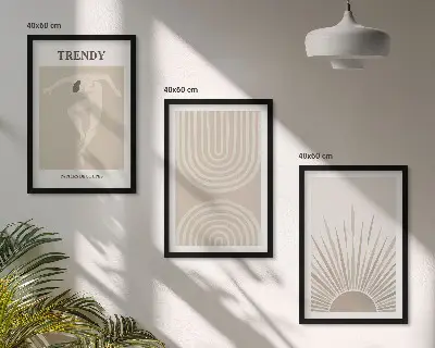 Pastelni boemski abstraktni plakati triptih v okvirju
