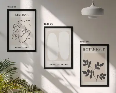 Večdelna slika v okvirju z elegantnimi rastlinskimi motivi Matisse
