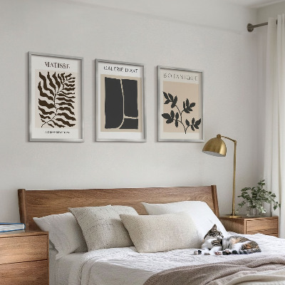 Set 3 slik v okvirju Minimalistični rastlinski plakati