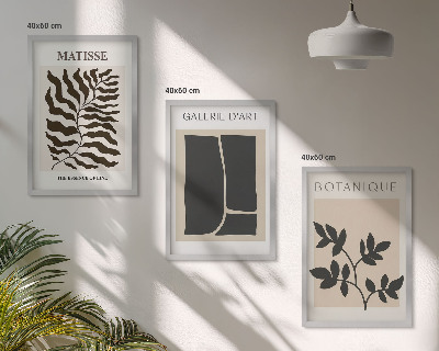Set 3 slik v okvirju Minimalistični rastlinski plakati