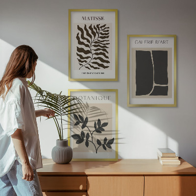 Set 3 slik v okvirju Minimalistični rastlinski plakati