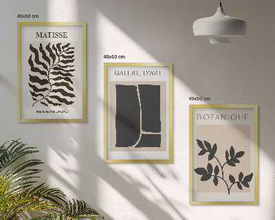 Set 3 slik v okvirju Minimalistični rastlinski plakati